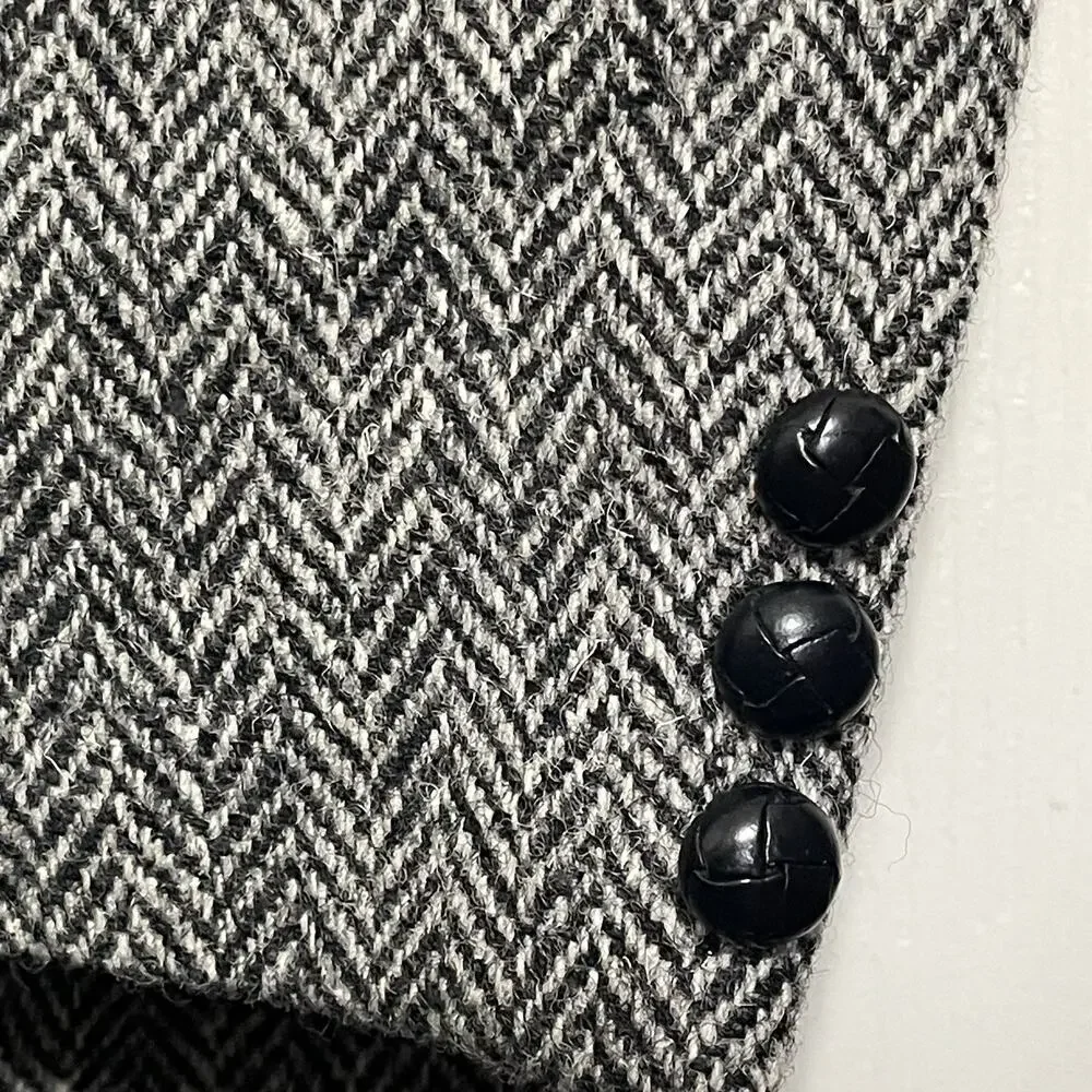 VTG Harris Tweed‎ Sport Coat Blazer Jacket Size 41 Gray Herringbone Wool